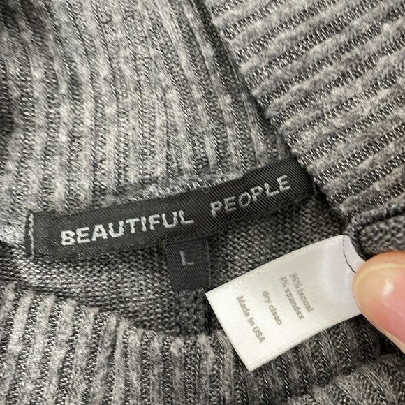 Beautiful People Sweater Tank Top Women's L Large Grey Knit Ribbed Turtleneck - Picture 12 of 14